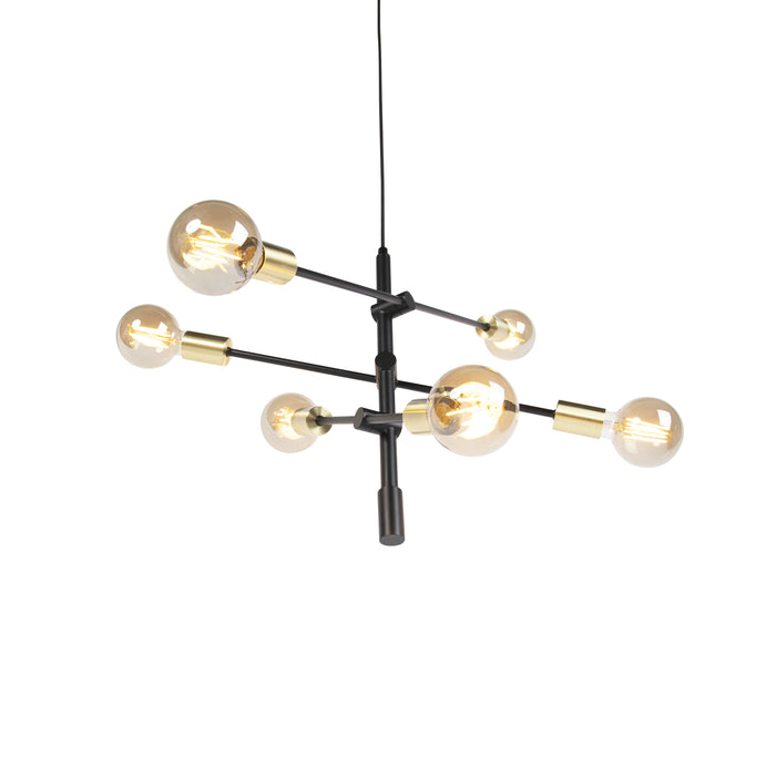 QAZQA Industriële hanglamp zwart en goud 78 cm 6-lichts - Sydney