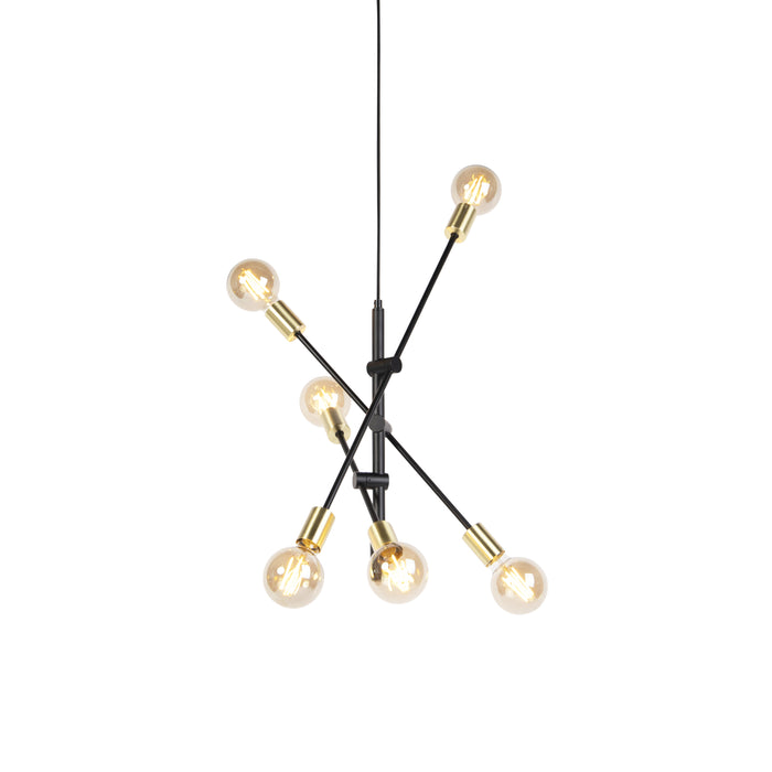 QAZQA Industriële hanglamp zwart en goud 78 cm 6-lichts - Sydney