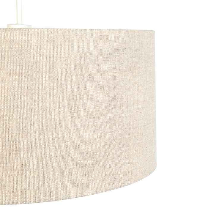 QAZQA Landelijke hanglamp wit met katoenen kap lichtgrijs 50 cm -