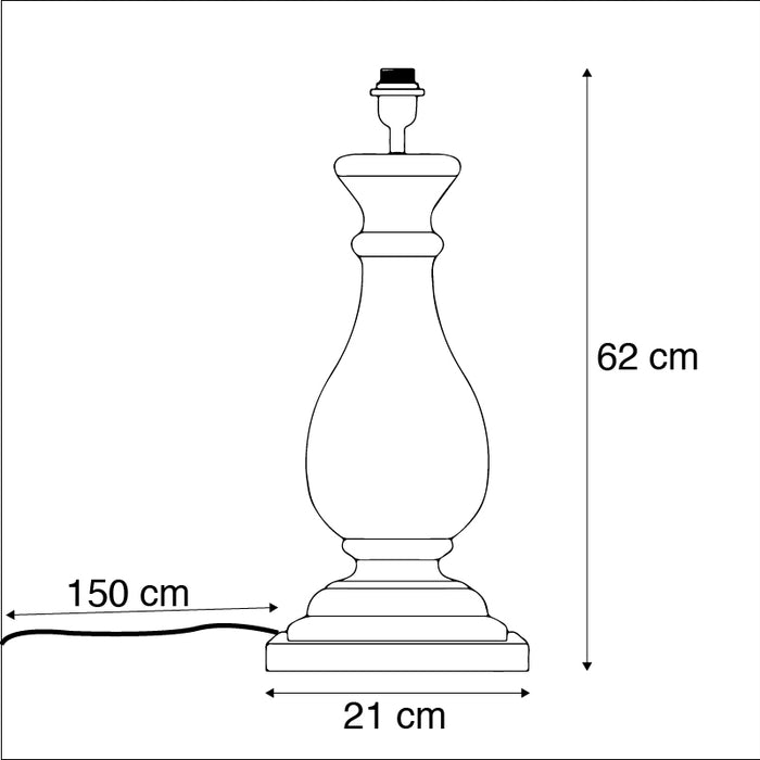 QAZQA Landelijke tafellamp hout zonder kap - Burdock