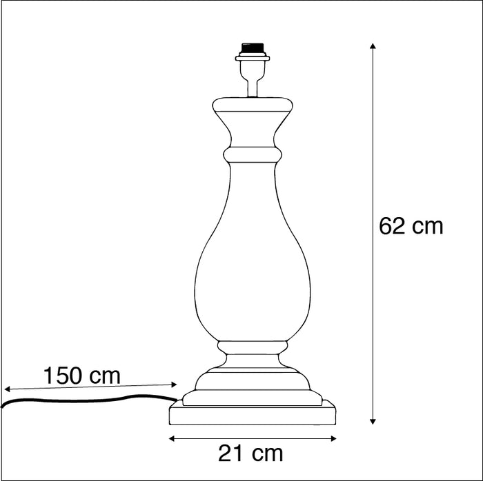 QAZQA Landelijke tafellamp hout zonder kap - Burdock