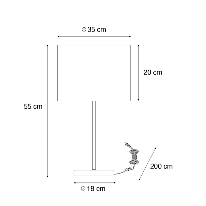 QAZQA Tafellamp messing met grijze kap 35 cm - Kaso