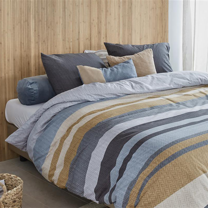 Beddinghouse Travis Dekbedovertrek 200 x 200/220 cm - Blauw/Grijs