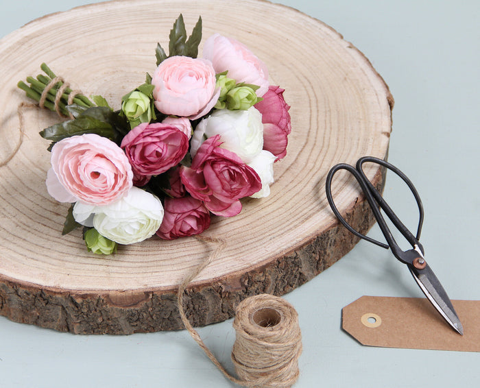 Mica Decorations Ranonkels Kunstbloemen Boeket - H22 x Ø19 cm - Roze