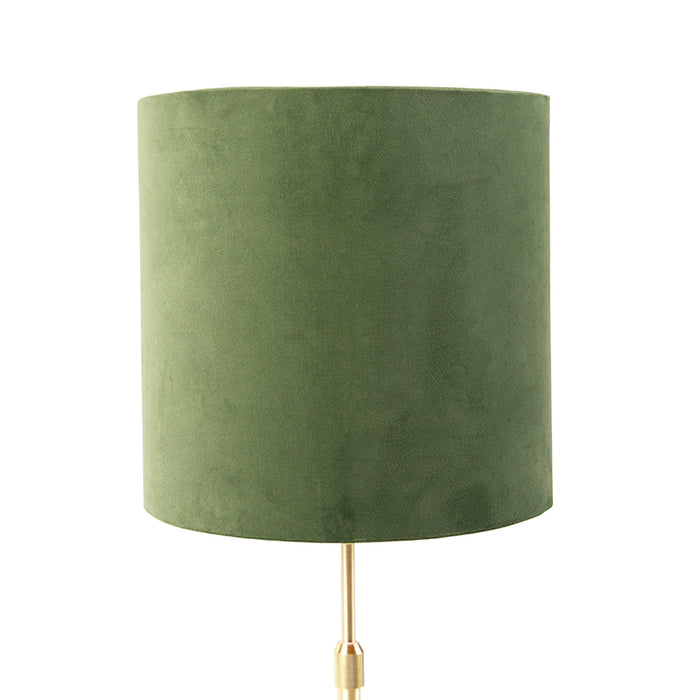QAZQA Tafellamp goud|messing met velours kap groen 25 cm - Parte