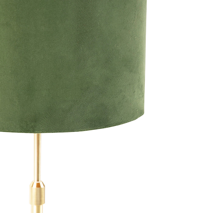 QAZQA Tafellamp goud|messing met velours kap groen 25 cm - Parte