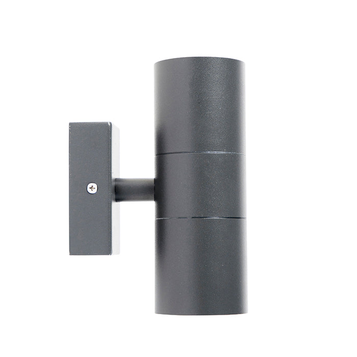 QAZQA Buitenwandlamp donkergrijs 2-lichts IP44 - Duo