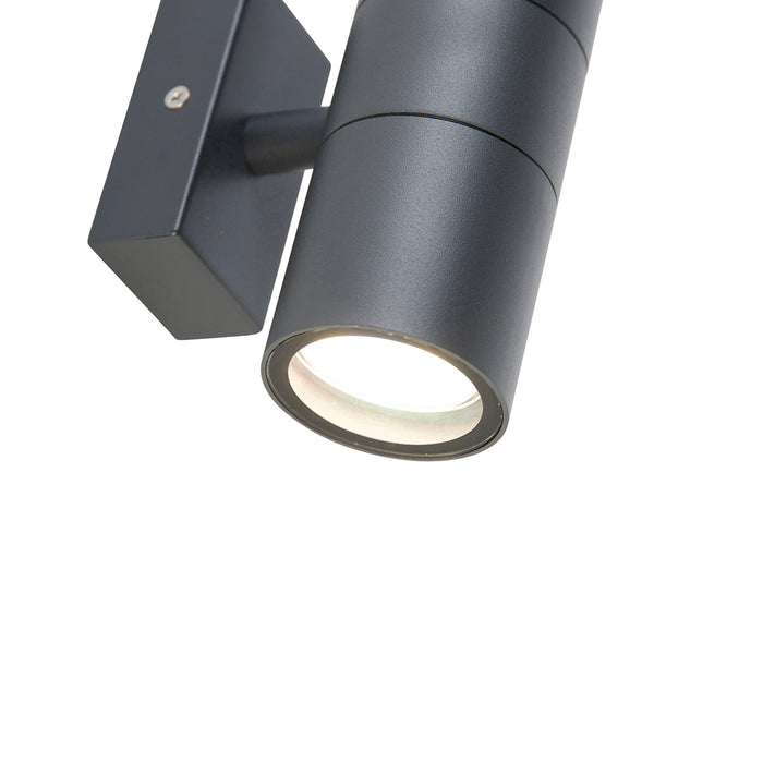 QAZQA Buitenwandlamp donkergrijs 2-lichts IP44 - Duo