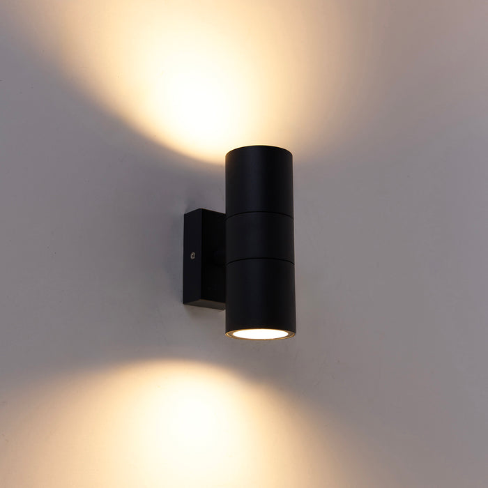 QAZQA Buitenwandlamp donkergrijs 2-lichts IP44 - Duo