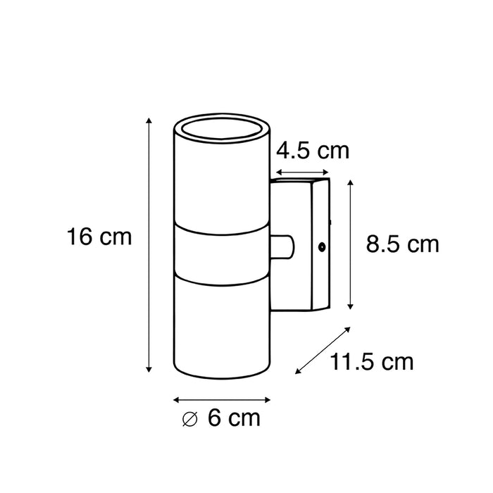 QAZQA Buitenwandlamp donkergrijs 2-lichts IP44 - Duo