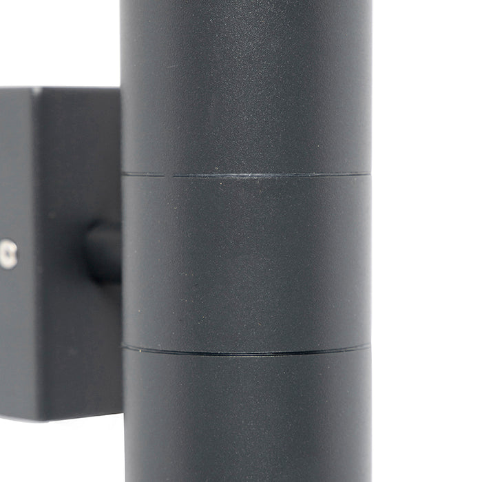 QAZQA Buitenwandlamp donkergrijs 2-lichts IP44 - Duo