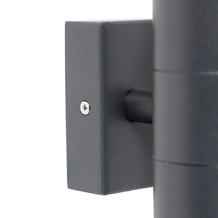 QAZQA Buitenwandlamp donkergrijs 2-lichts IP44 - Duo