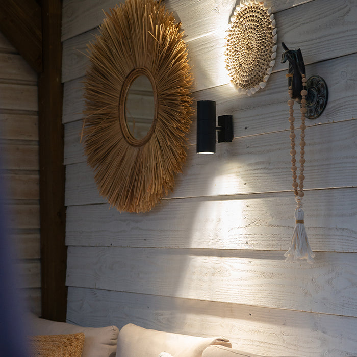 QAZQA Buitenwandlamp donkergrijs 2-lichts IP44 - Duo