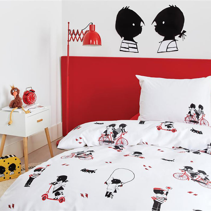 FIEP Buitenspelen Kinderdekbedovertrek 100 x 135 cm - Rood