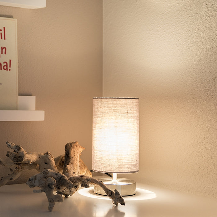 QAZQA Moderne tafellamp grijs met staal - Milo 2