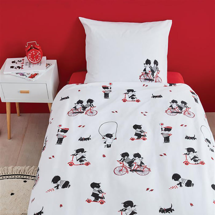 FIEP Buitenspelen Dekbedovertrek 140 x 200/220 cm - Rood