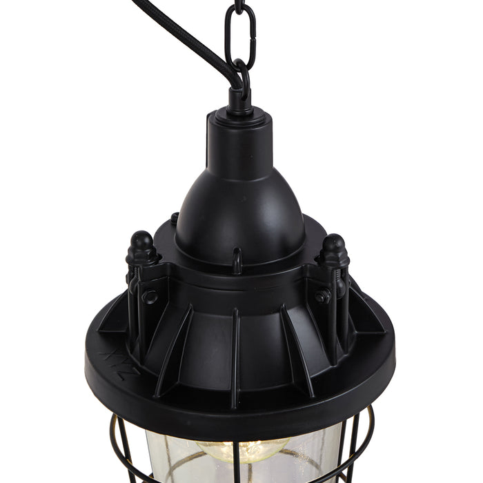 QAZQA Industriële hanglamp zwart met glas - Cabin