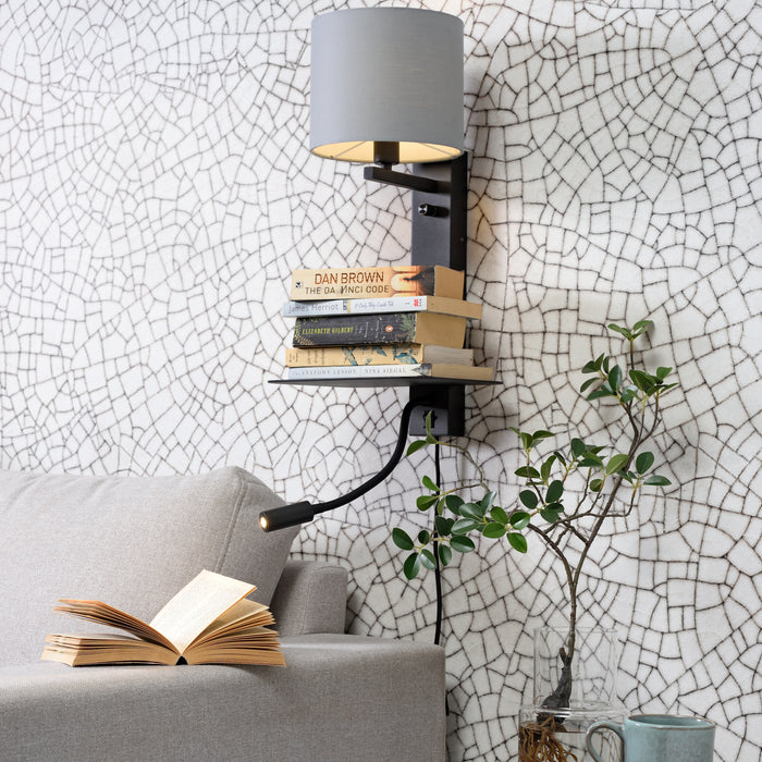 it's about RoMi Florence Wandlamp met Leeslamp - Zwart / Lichtgrijs