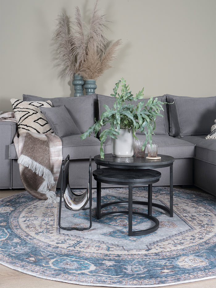 Vloerkleed Karaca Blue 03 Rond ø160 cm