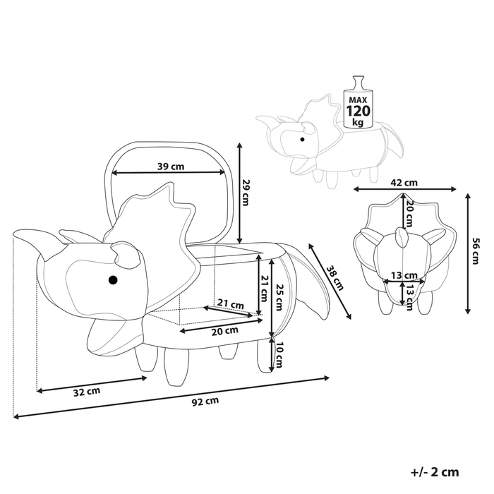 Beliani - TRICERATOPS - Hocker - Lichtgrijs - Polyester
