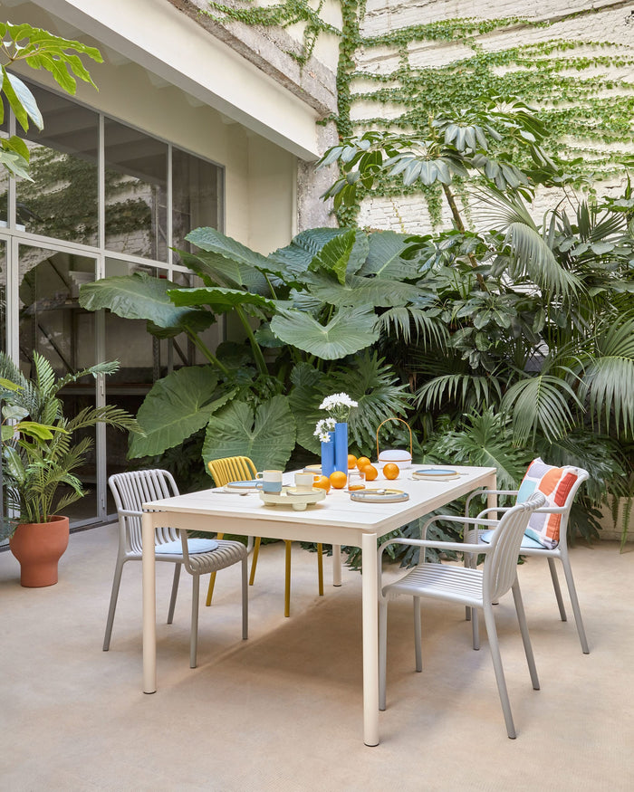 Kave Home - Zaltana uitschuifbare aluminium buitentafel met mat witte