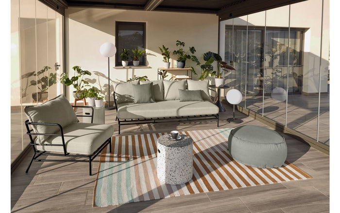 Kave Home - 3-zitsbank Mareluz van zwart staal 197 cm