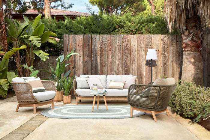 Kave Home - Catalina 3-zitsbank gemaakt met beige touw en FSC massief