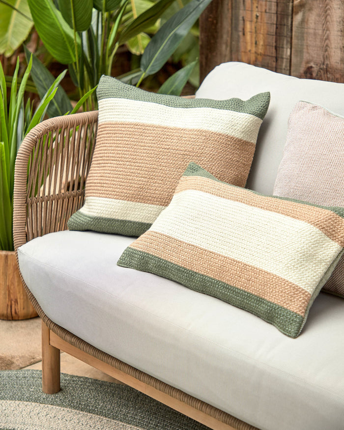 Kave Home - Catalina 3-zitsbank gemaakt met beige touw en FSC massief