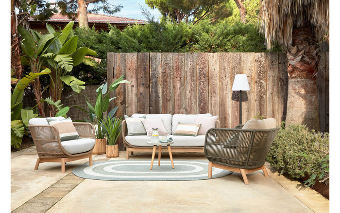 Kave Home - Catalina 3-zitsbank gemaakt met beige touw en FSC massief