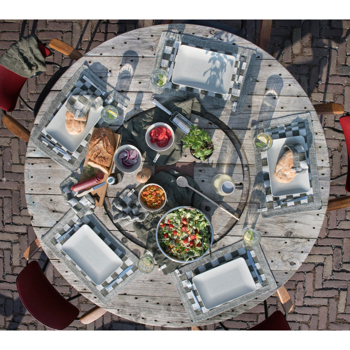 Knit Factory Gebreide Placemat Block - Ecru|Jeans - 50x30 cm