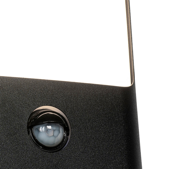 QAZQA Wandlamp zwart incl. LED IP44 met bewegingssensor - Khuvan