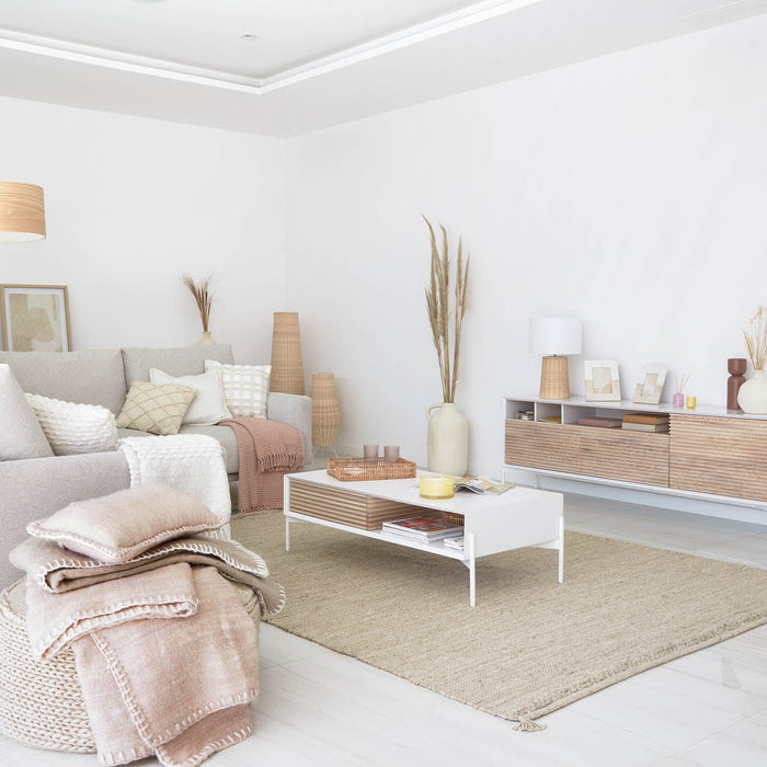 Kave Home - Fotolijst Uria in wit marmer en beige steen 23 x 18 cm