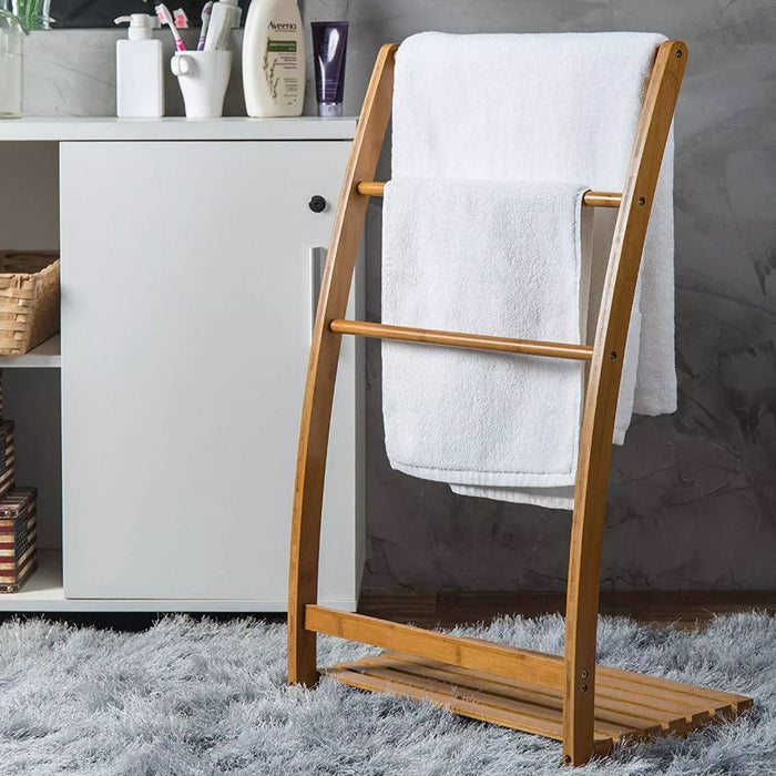 QUVIO Handdoekenrek staand bamboe