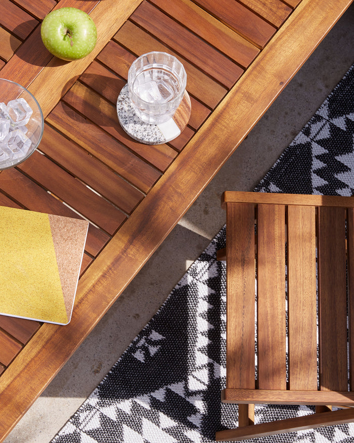 Kave Home - Cataleg set 4 ronde onderzetters wit grijs marmer en mango