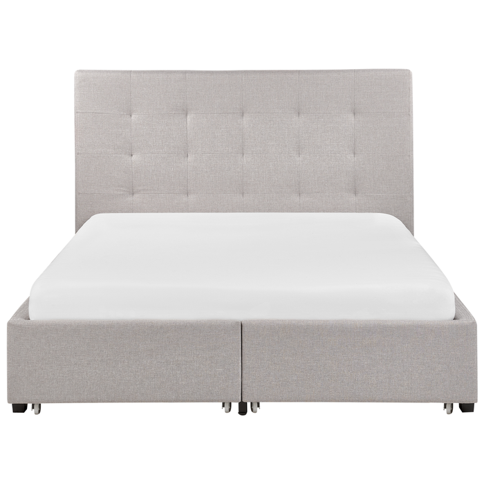 Beliani-ROCHELLE -Bed opbergruimte-Lichtgrijs-140 x 200 cm-Polyester