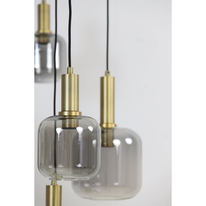 Light&living Hanglamp 5L Ø66x80 cm LEKAR antiek brons+smoke glas