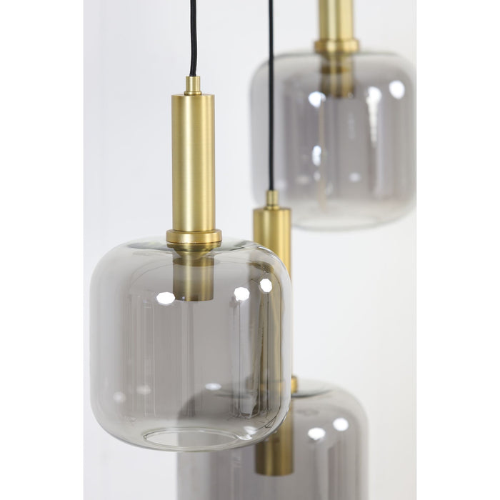 Light&living Hanglamp 5L Ø66x80 cm LEKAR antiek brons+smoke glas