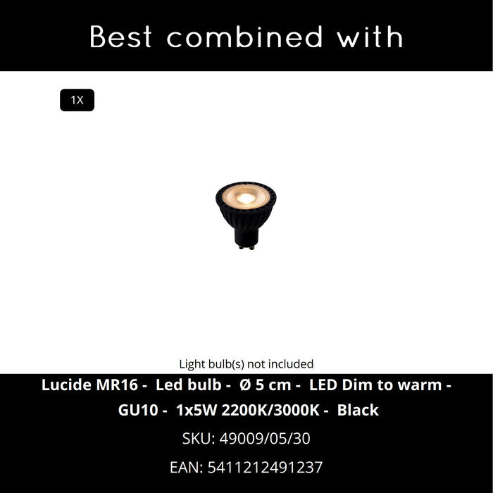 Lucide SELIN Hanglamp 1xGU10 - Zwart