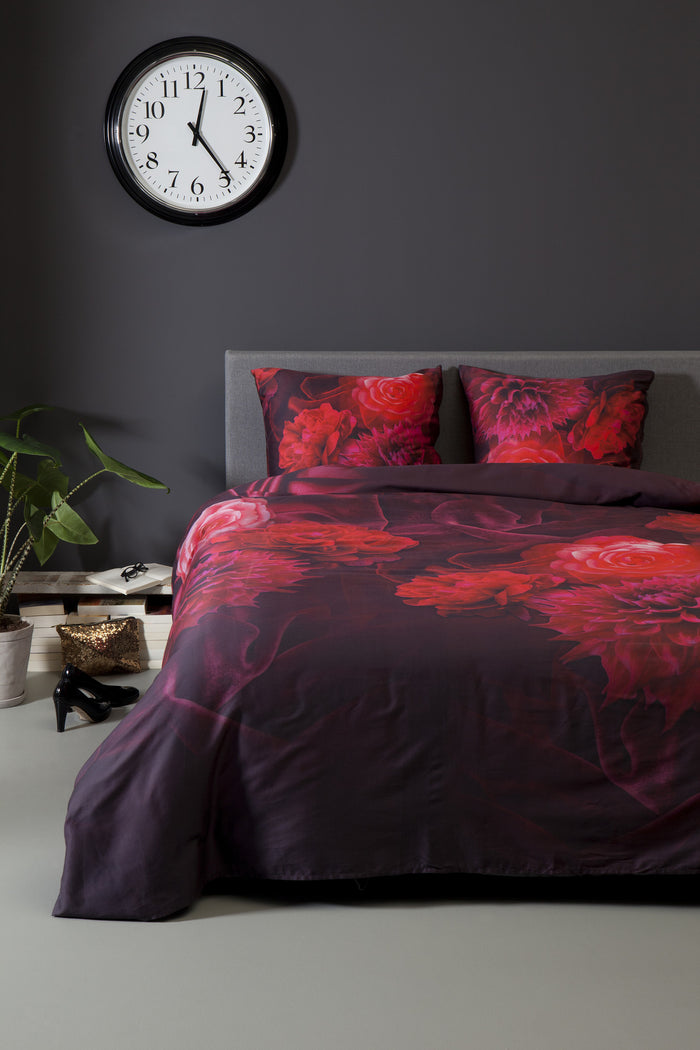 Ten Cate Katoensatijnen Dekbedovertrek - 240x200|220 - Bloem Rood