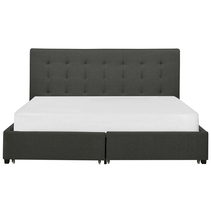 Beliani-ROCHELLE -Bed opbergruimte-Donkergrijs-180 x 200 cm-Polyester