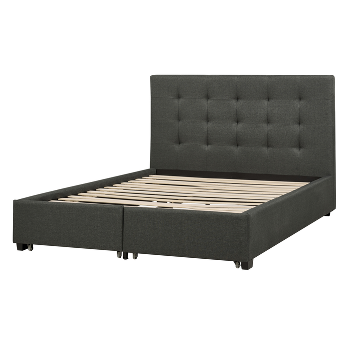 Beliani-ROCHELLE -Bed opbergruimte-Donkergrijs-140x200 cm-Polyester