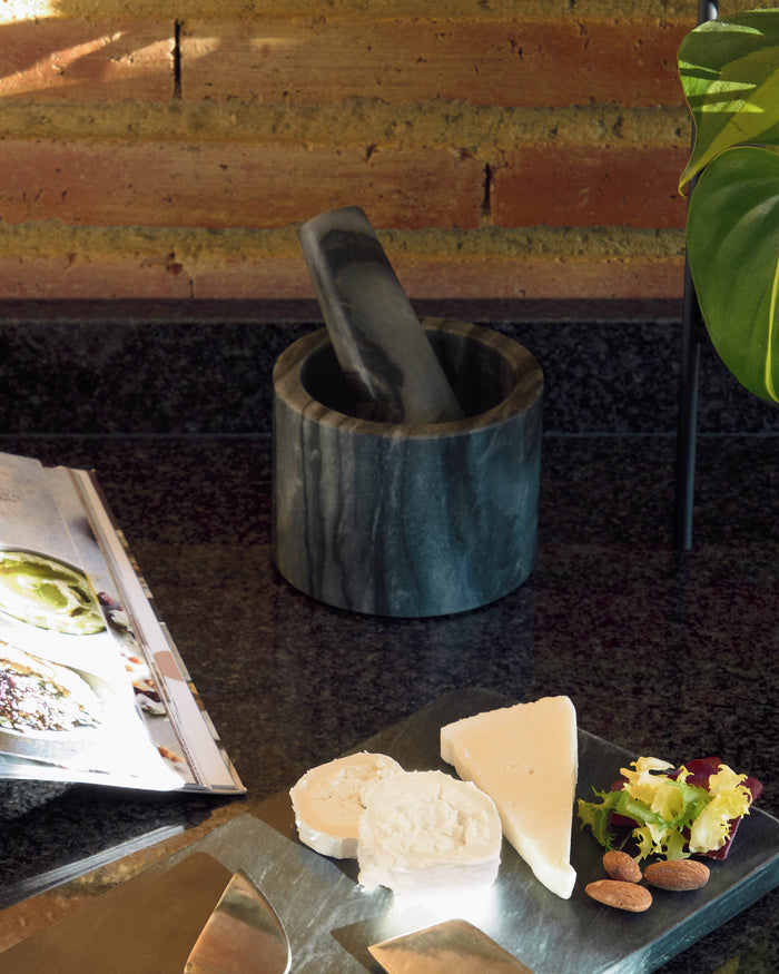 Kave Home - Bluma marmer kaasbestek set groen