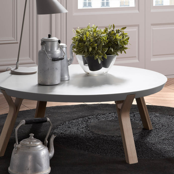 Kave Home - Dilos salontafel wit en es Ø 90 cm