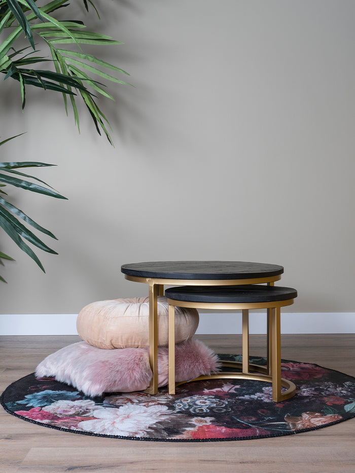 Salontafel Bart - Set van 2 - Zwart blad - Goud onderstel