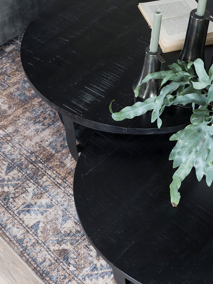 Salontafel Cilamon - 70 cm - Zwart blad - Zwart onderstel