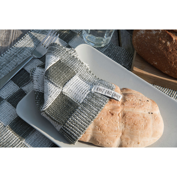 Knit Factory Gebreide Pannenlap Block - Ecru|Oker - 23x23 cm