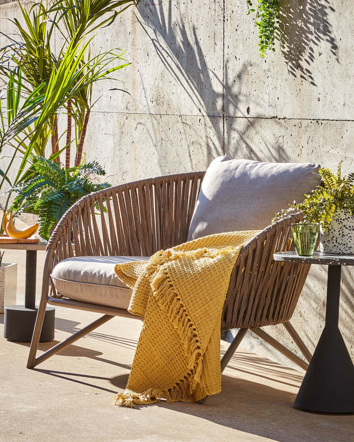 Kave Home - Branzie bruine fauteuil van touw