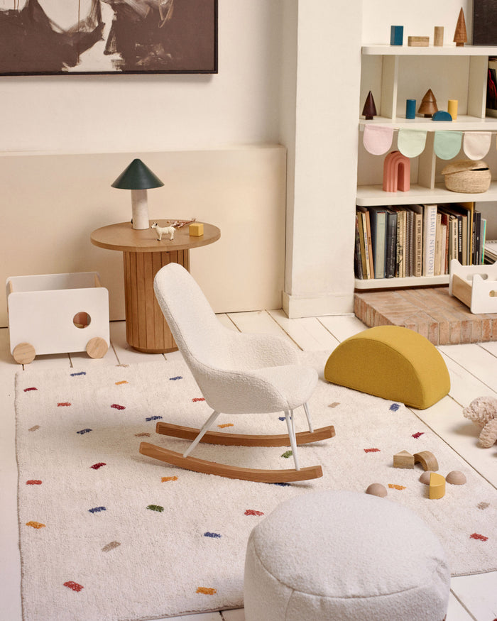 Kave Home - Epifania tapijt, 100% wit katoen met meerkleurige stippen,