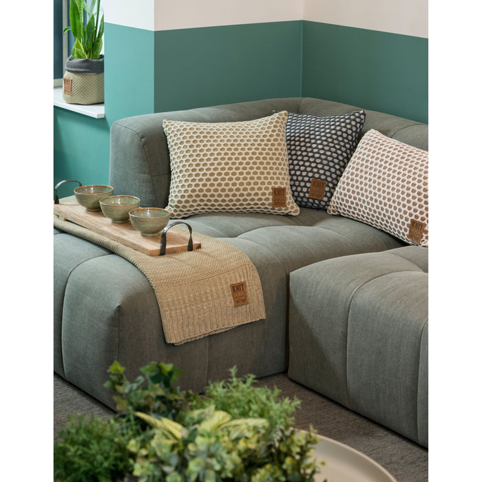 Knit Factory Mila Sierkussen - Beige|Zwart - 60x40 cm