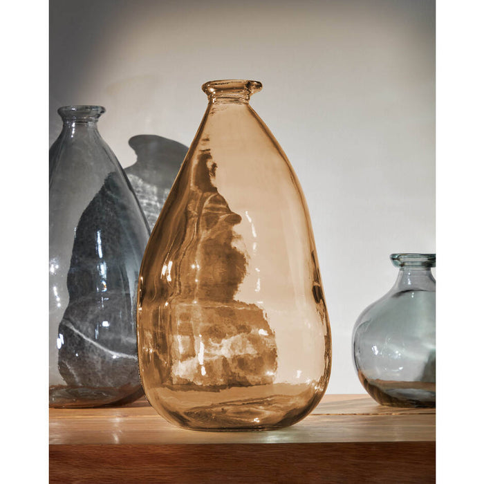Kave Home - Brenna medium glazen vaas bruin 100% gerecycled